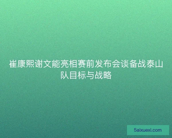 崔康熙谢文能亮相赛前发布会谈备战泰山队目标与战略